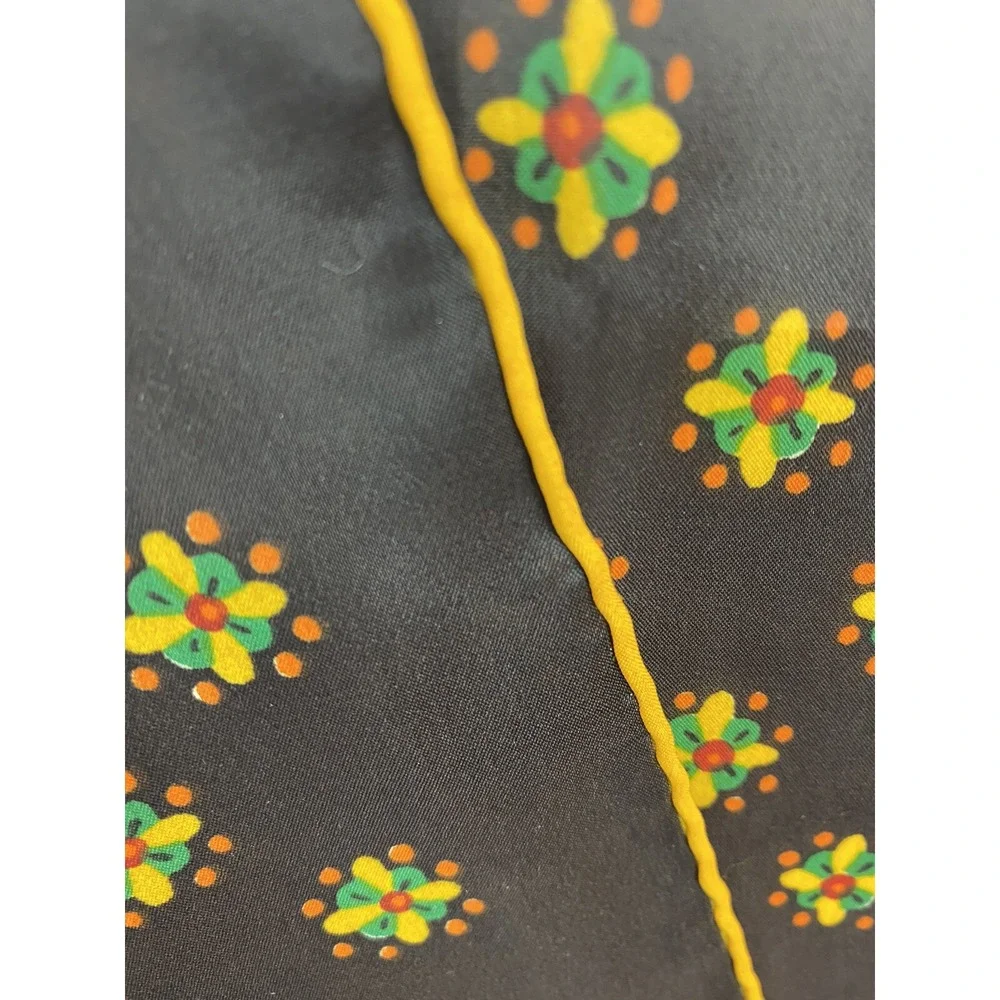 Vintage Scarf Japanese Rectangle Brown Orange Yellow Polyester Mod MCM